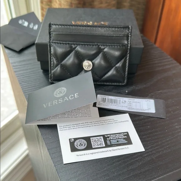 Versace Quilted Lamb Leather Card Case - Picture 6 of 10